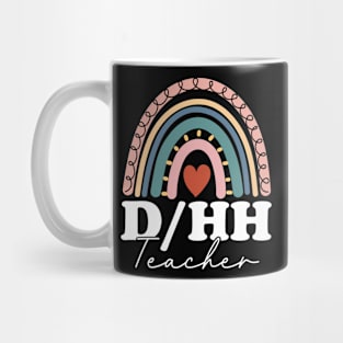 DHH Teacher Appreciation Boho Rainbow ASL Deaf Awareness Mug